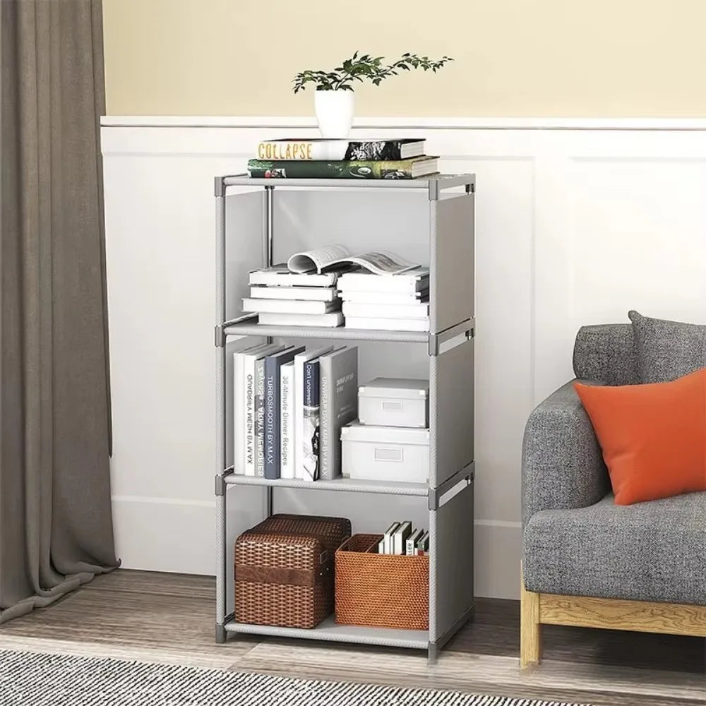 Simple Bookshelf Multi Layer Easy Assembly Diy Wardrobe Bookshelf  Plastic Square Storage Rack Living Room Study Room Bedroom