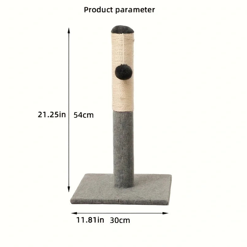 Natural sisal with toy ball cat scratching post - with sisal and velvet base, suitable for adult and kitten gray cat indoor toys