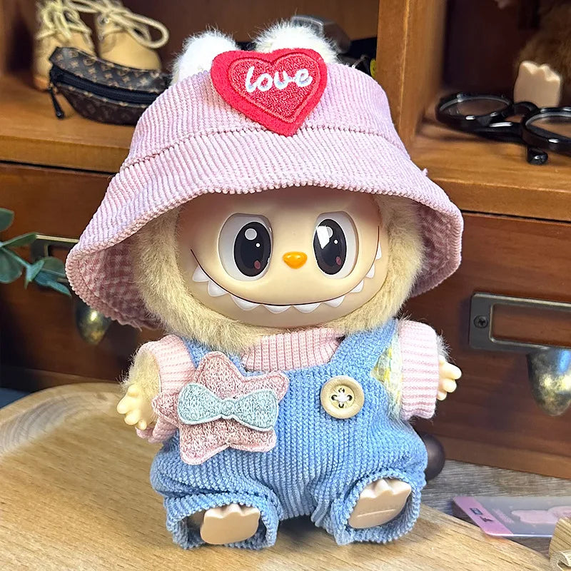 17cm Cute Mini Plush Doll Clothes Outfit Accessories for Korea Kpop Labubu Idol Dolls Shark Clothing DIY Labubu Clothes