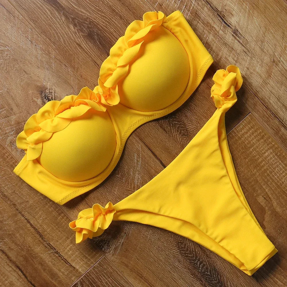 Sexy Women Bikini Brazilian Swimsuit Push-up Bra Bikini Set Two Piece Swim Suit Swimwear Low-waisted Beachwear Leopard Bathing
