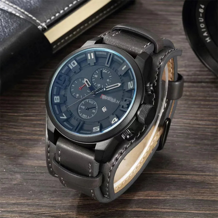 Fashion Retro Men's Quartz Wristwatches Luxury Man Watch PU Leather Business Watch Military Tactical Outdoor Sport Wristwatch