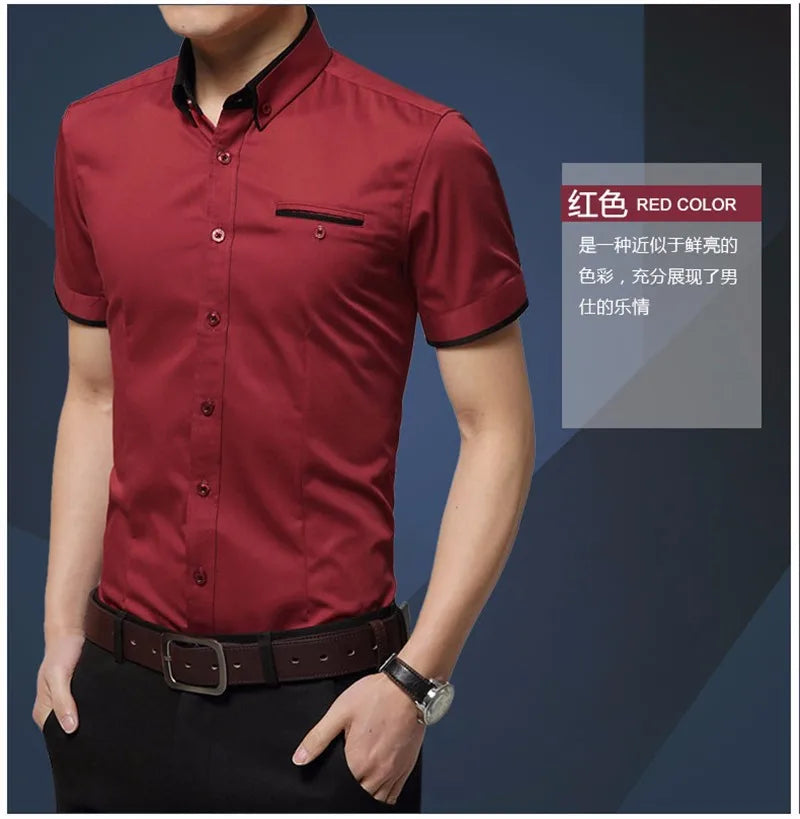 2025 New Arrival Brand Men's Summer Business Shirt Short Sleeves Turn-down Collar Tuxedo Shirt Shirt Men Shirts Big Size 5XL