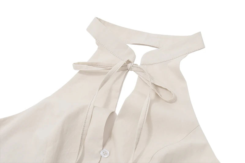 Candyhot Retro Sleeveless Buttons O Neck Lace Up Backless Tank Top Y2K Summer Fashion Sweet Daily Outdoor New All-Match Vest