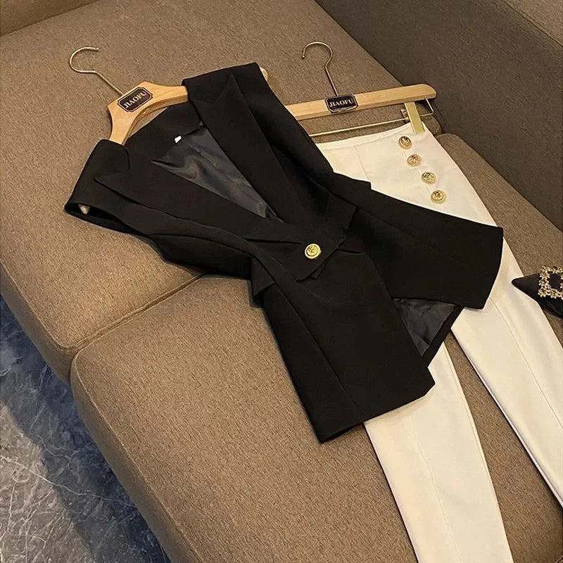 Spring Autumn Women's Suit Vest 2025 New Fashion high-end Lady Sleeveless Vest Versatile Elegant Lady Waistcoat Top