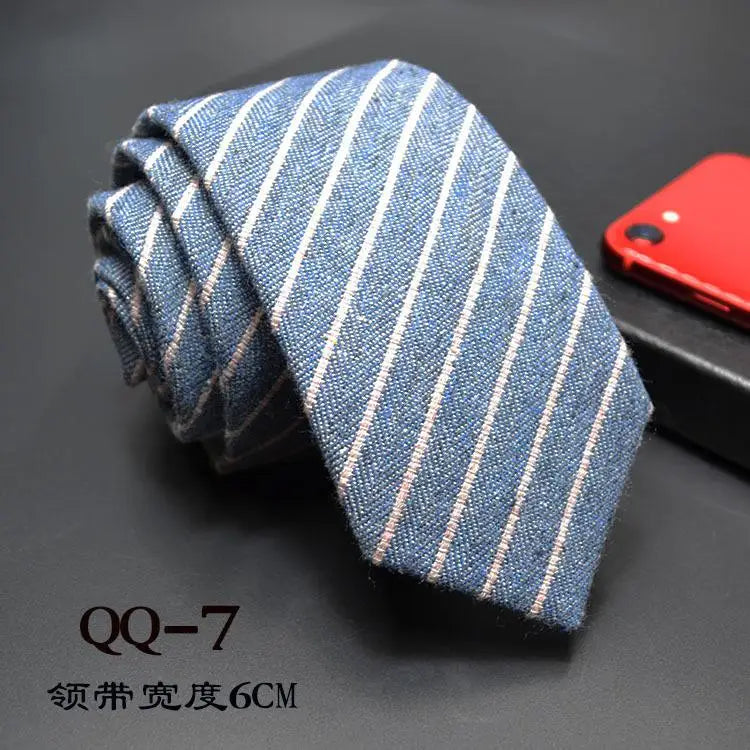 Mens Ties 6cm Classic Cotton Handmade Skinny Neck Ties for Men Striped Narrow Collar Slim Cashmere Tie Casual Plaid Tie For Man