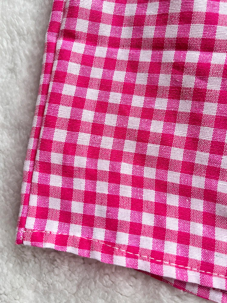 Gingham Boxer Shorts for Women Teen-girls Elastic Waistband Pull-on Red Blue Plaid Shorts Outfit Casual Lounge Summer Shorts