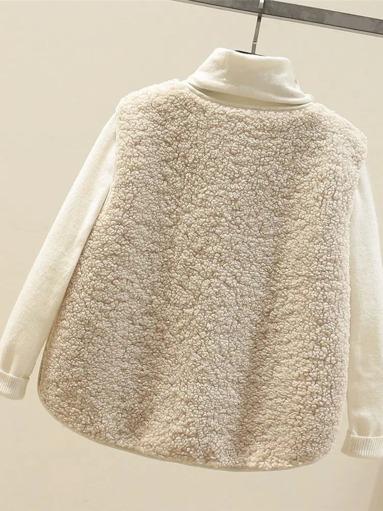 Korean New Vests 2025 Spring Autumn Vest Women Waistcoat Winter Warm Thick Fleece Vests Women Sleeveless Jacket Ladies Waistcoat