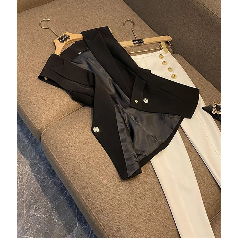 Spring Autumn Women's Suit Vest 2025 New Fashion high-end Lady Sleeveless Vest Versatile Elegant Lady Waistcoat Top