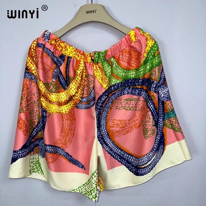 WINYI new Everyday leisure suit Bohemian Fashion beach boho print Women elegant Shorts suit beach cover up 3 piece set for women