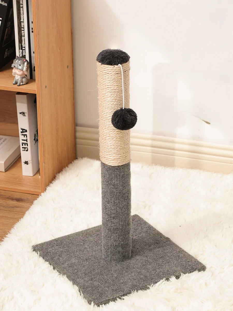 Natural sisal with toy ball cat scratching post - with sisal and velvet base, suitable for adult and kitten gray cat indoor toys