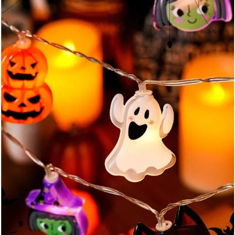Halloween LED Light String Ghost Spider Pumpkin Hanging Lamp Halloween Party Home Indoor Outdoor Decoration Props 2024