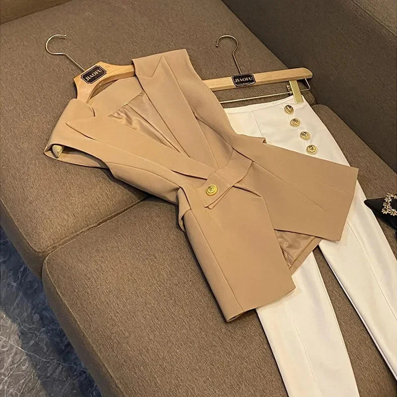 Spring Autumn Women's Suit Vest 2025 New Fashion high-end Lady Sleeveless Vest Versatile Elegant Lady Waistcoat Top