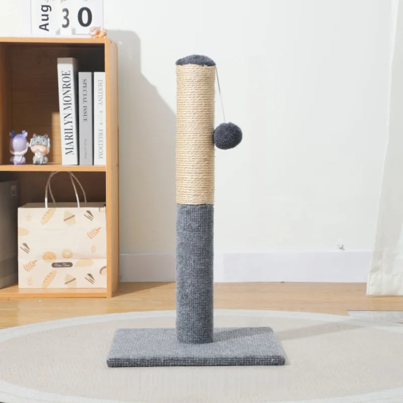 Natural sisal with toy ball cat scratching post - with sisal and velvet base, suitable for adult and kitten gray cat indoor toys
