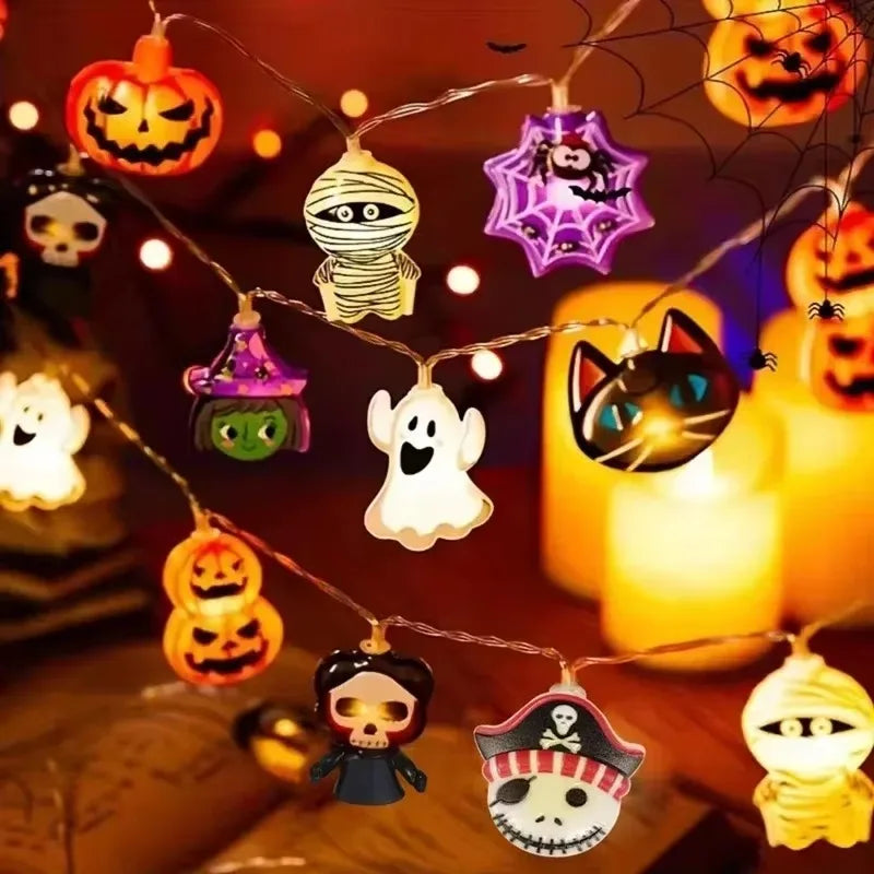 Halloween LED Light String Ghost Spider Pumpkin Hanging Lamp Halloween Party Home Indoor Outdoor Decoration Props 2024