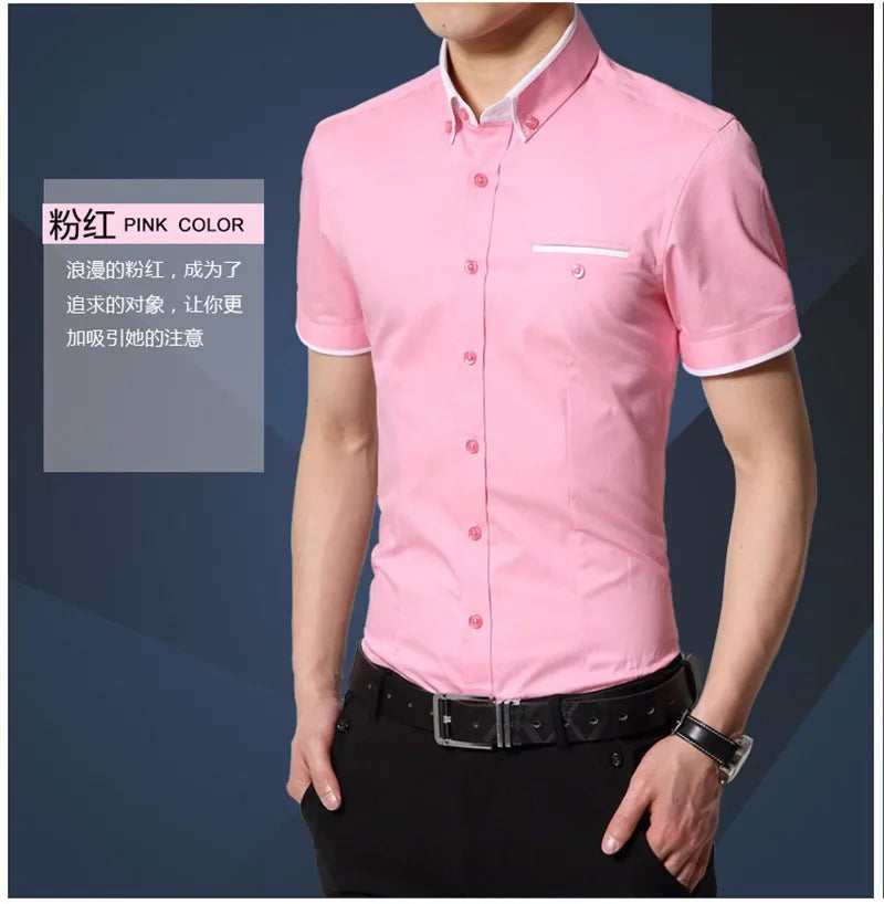2025 New Arrival Brand Men's Summer Business Shirt Short Sleeves Turn-down Collar Tuxedo Shirt Shirt Men Shirts Big Size 5XL