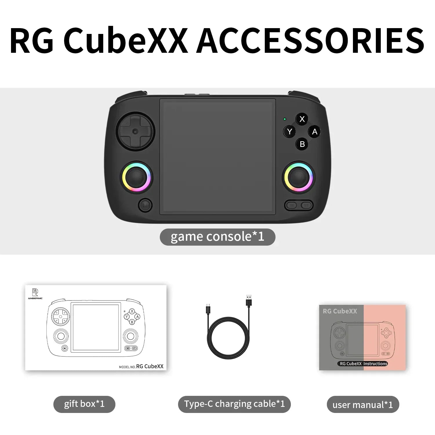 ANBERNIC RG Cube XX Handheld Game Console 3.95 Inch HDMI TV Connect WiFi Pairing Birthday Gift