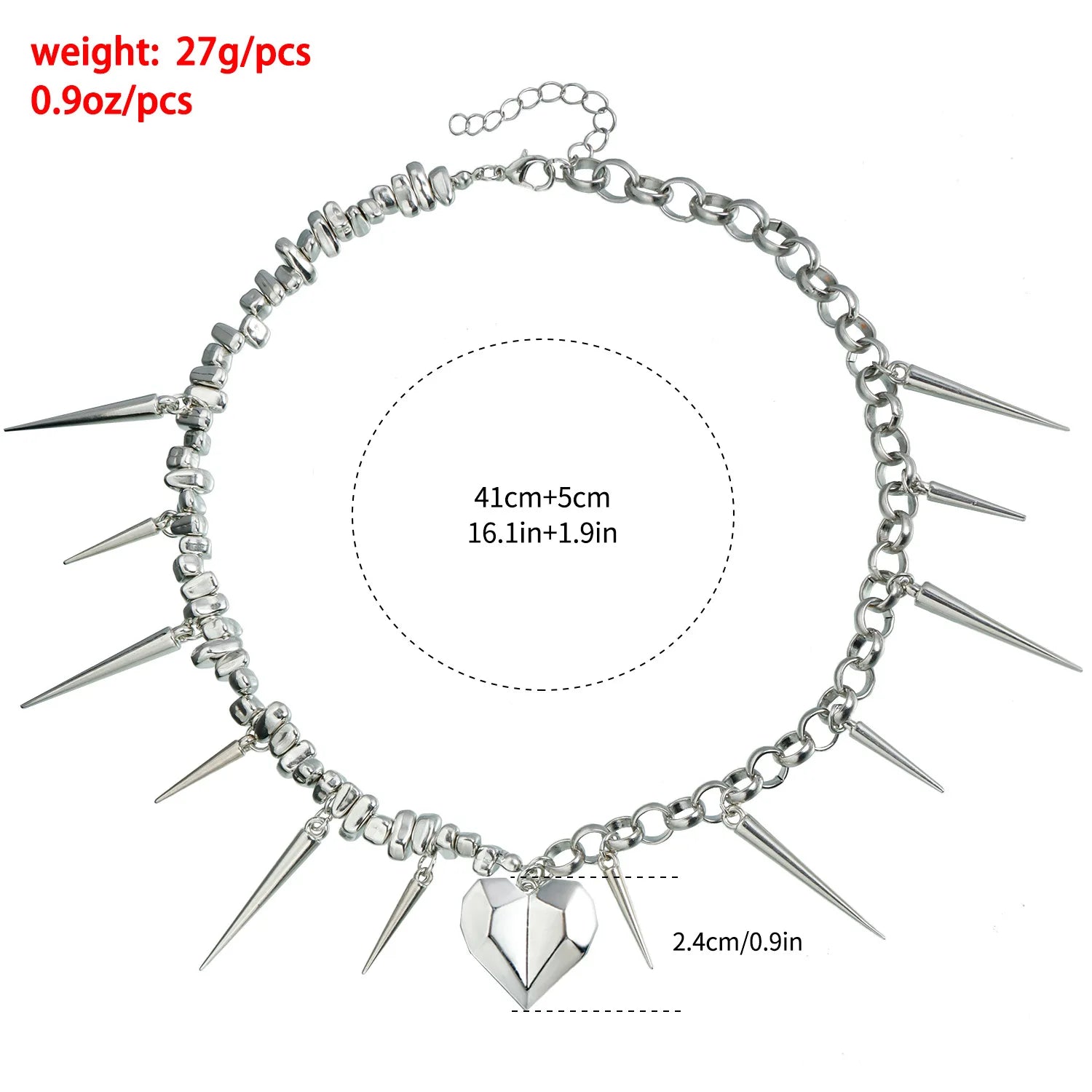 Y2k Choker Heart Necklace Pendant Chain Jewellery Women чокер Glass Layered Neck Collier Femme Cadenas Para Mujer