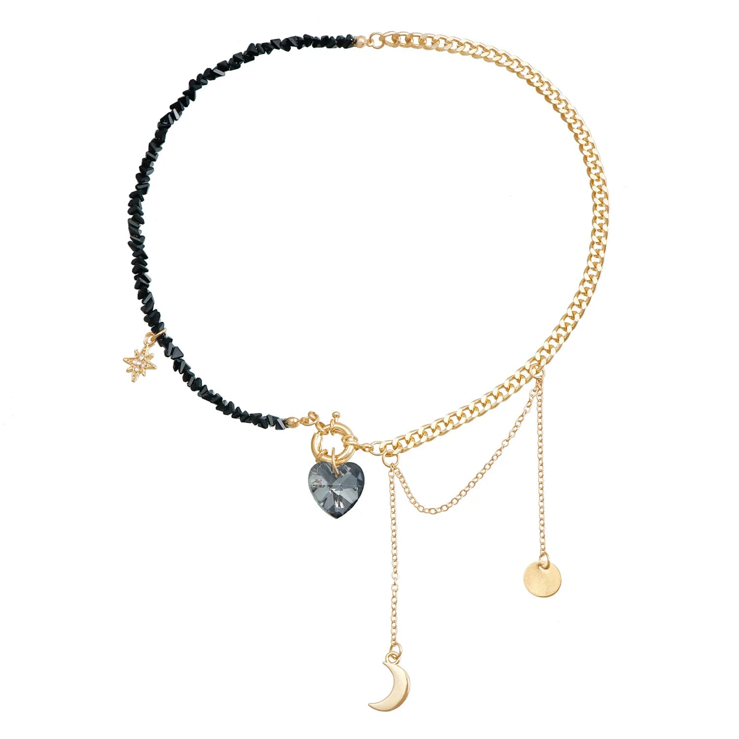 Y2k Choker Heart Necklace Pendant Chain Jewellery Women чокер Glass Layered Neck Collier Femme Cadenas Para Mujer