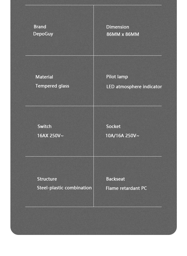 Wall Light Switch Panel Tempered Glass International Switch Self-reset 1/2/3/4 Gang 1/2 Way LED Indicator Piano Key Wall Panel