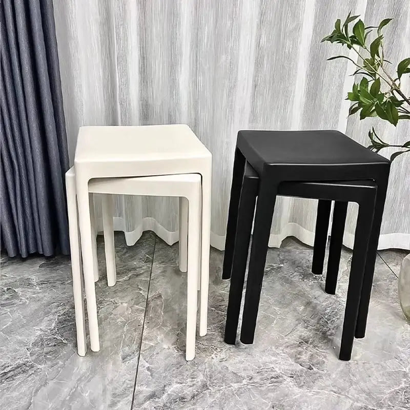 Simple Plastic Stool Home Living Room Modern Simple High Stool Stackable Nordic High Stool Thick Solid Square Stool