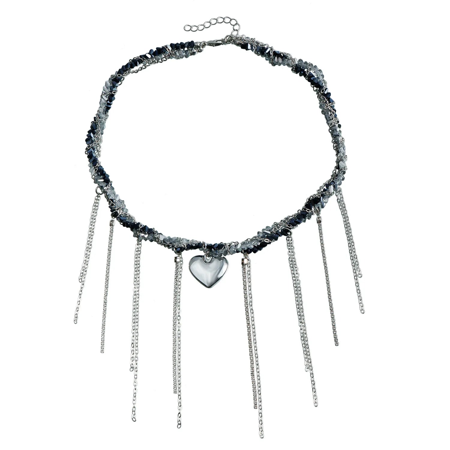 Y2k Choker Heart Necklace Pendant Chain Jewellery Women чокер Glass Layered Neck Collier Femme Cadenas Para Mujer