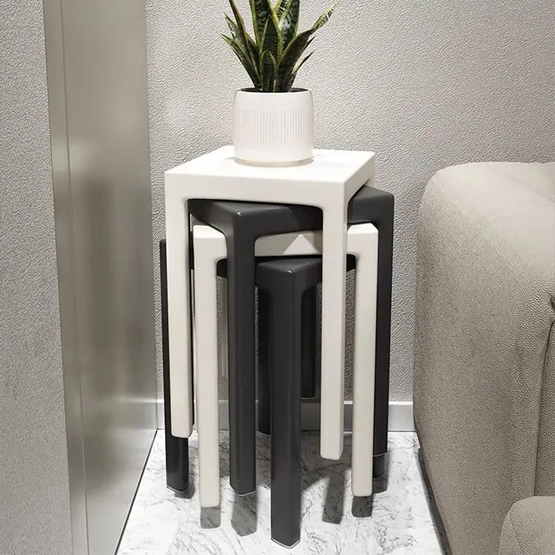 Simple Plastic Stool Home Living Room Modern Simple High Stool Stackable Nordic High Stool Thick Solid Square Stool