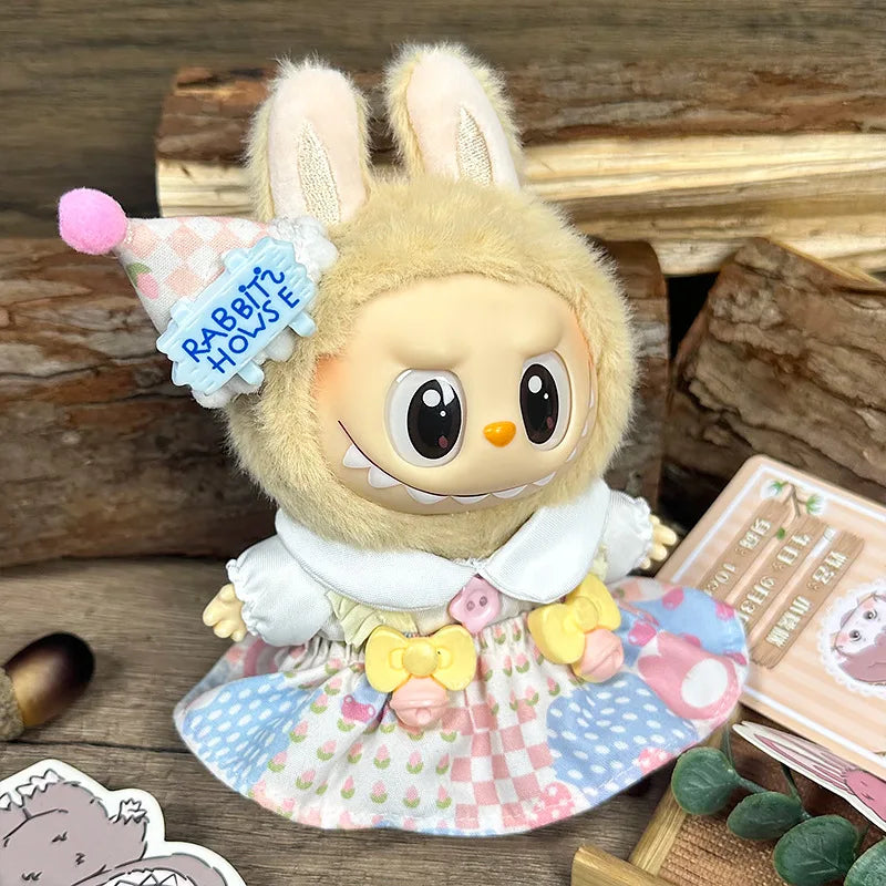 17cm Cute Mini Plush Doll Clothes Outfit Accessories for Korea Kpop Labubu Idol Dolls Shark Clothing DIY Labubu Clothes