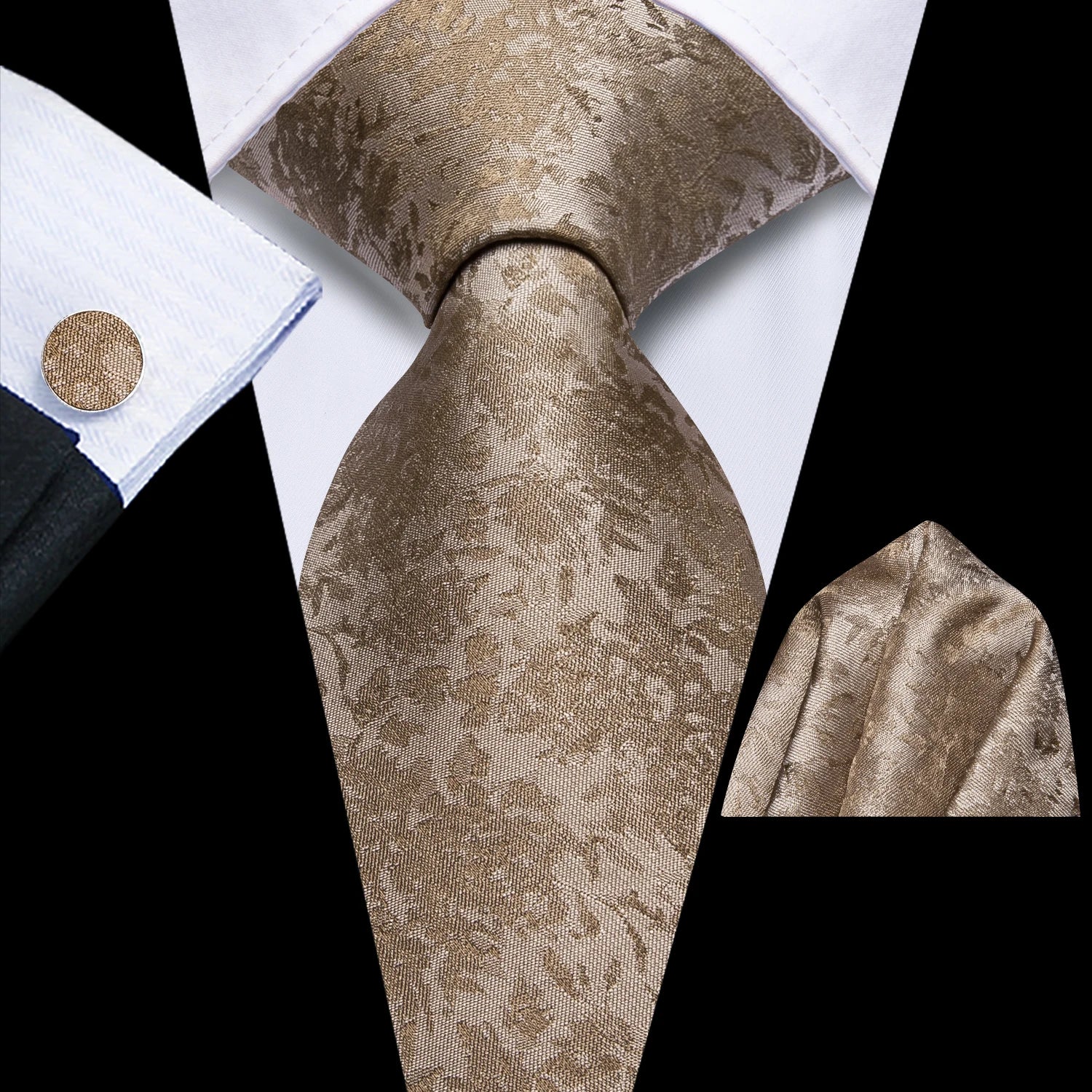 Hi-Tie  Black Blue Orange Floral Mens Fashion Necktie Handkerchief Cufflinks for Tuxedo Classic Tie Man Gift Valentine's Day