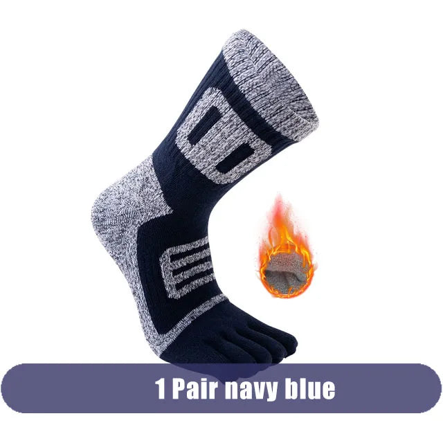 Man Toe Socks Terry Sport Thick Cotton Compression Towel Bottom Fitness Outdoor Basketball Hiking Cycling Five Finger Socks Boy