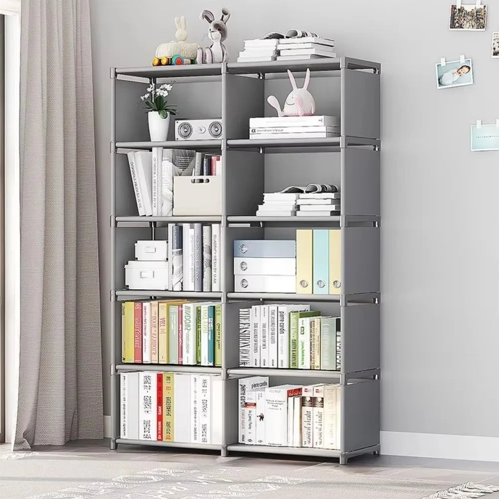 Simple Bookshelf Multi Layer Easy Assembly Diy Wardrobe Bookshelf  Plastic Square Storage Rack Living Room Study Room Bedroom