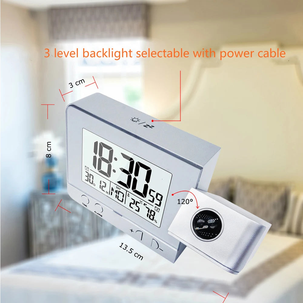 FanJu FJ3531 Alarm Clock Digital Date Snooze Function Backlight Watch Wall Projector Desk Table Led Clock With Time Projection