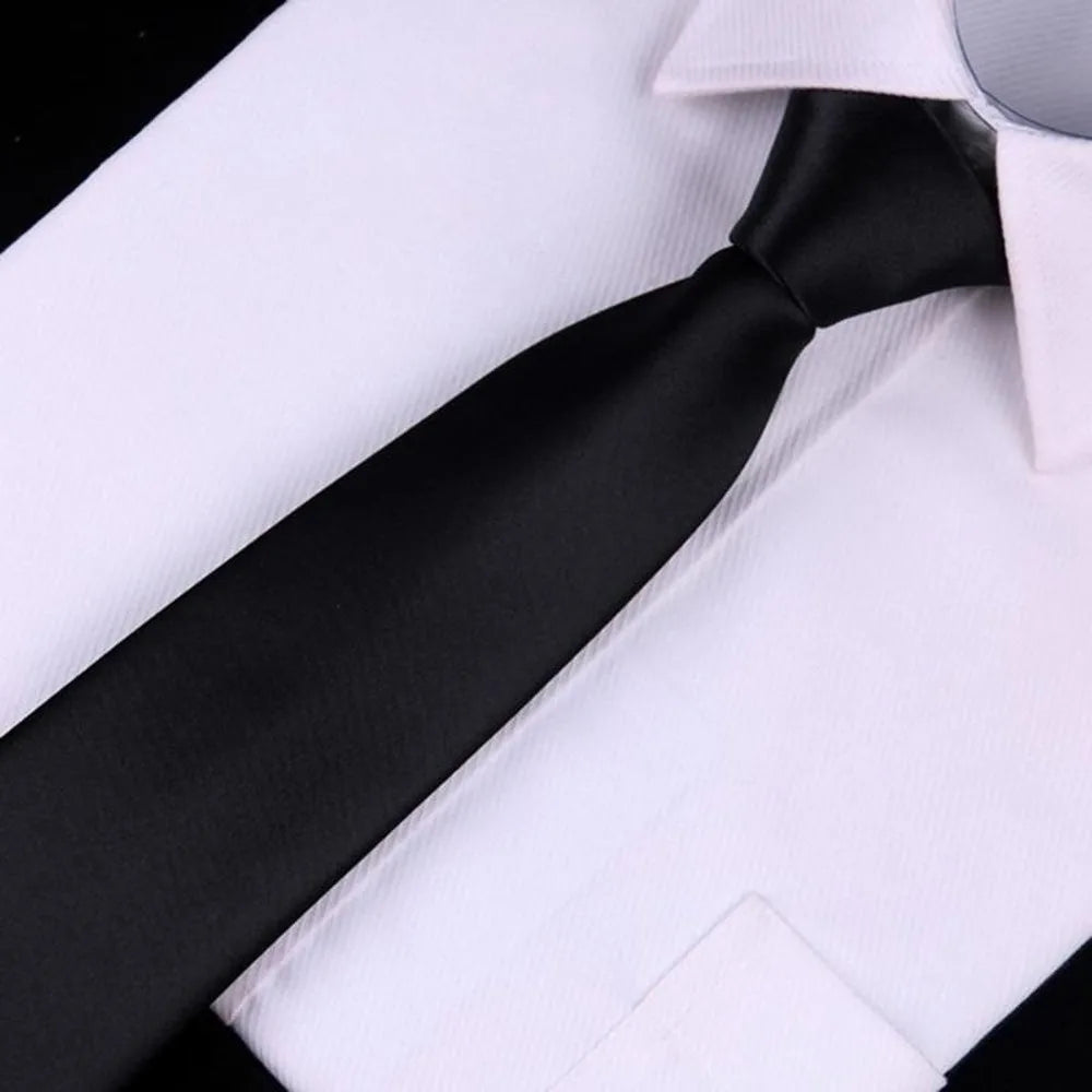 Black Simple Clip on Tie Security Tie Doorman Steward Matte Black Funeral Ties for Men Women Students Neck Ties Fake Collar