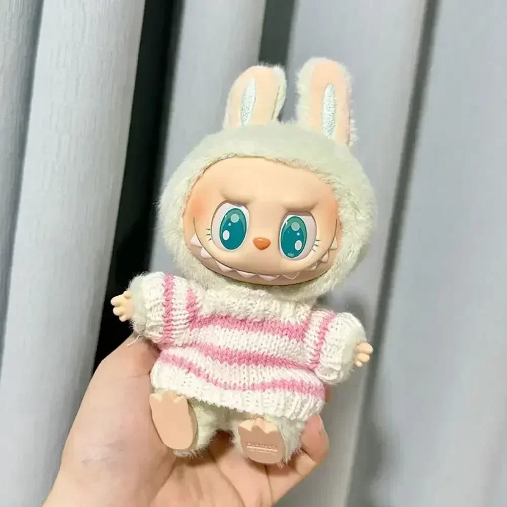 Labubu V1 V2 Party Pink White Striped Sweater Cup Clothing  Idol Cute Doll Clothes Fashion Sweater Outfit Accessories Sitting
