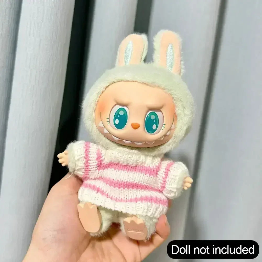 Labubu V1 V2 Party Pink White Striped Sweater Cup Clothing  Idol Cute Doll Clothes Fashion Sweater Outfit Accessories Sitting