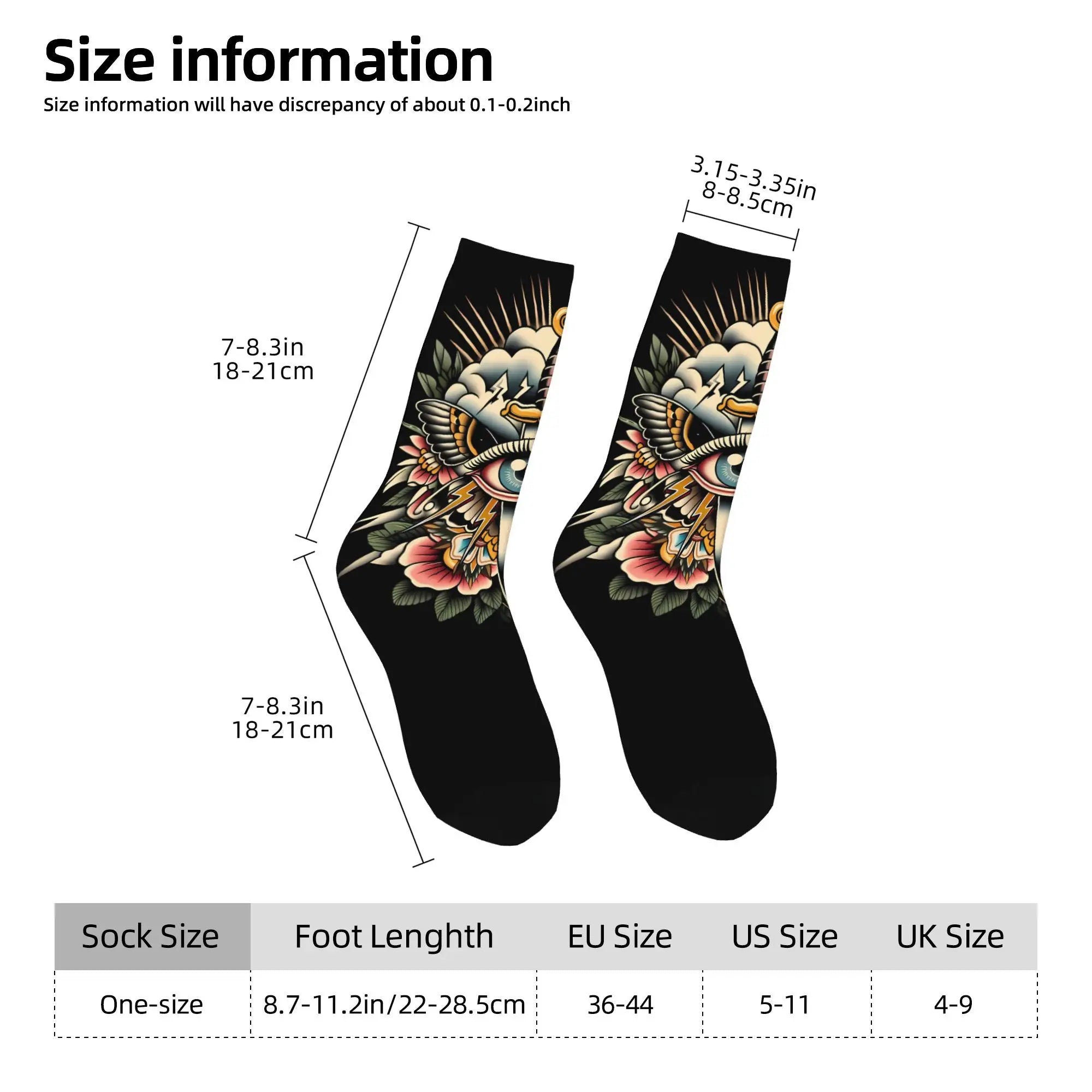 Eye Tattoo  Sock Printed Man Polyester Fashion