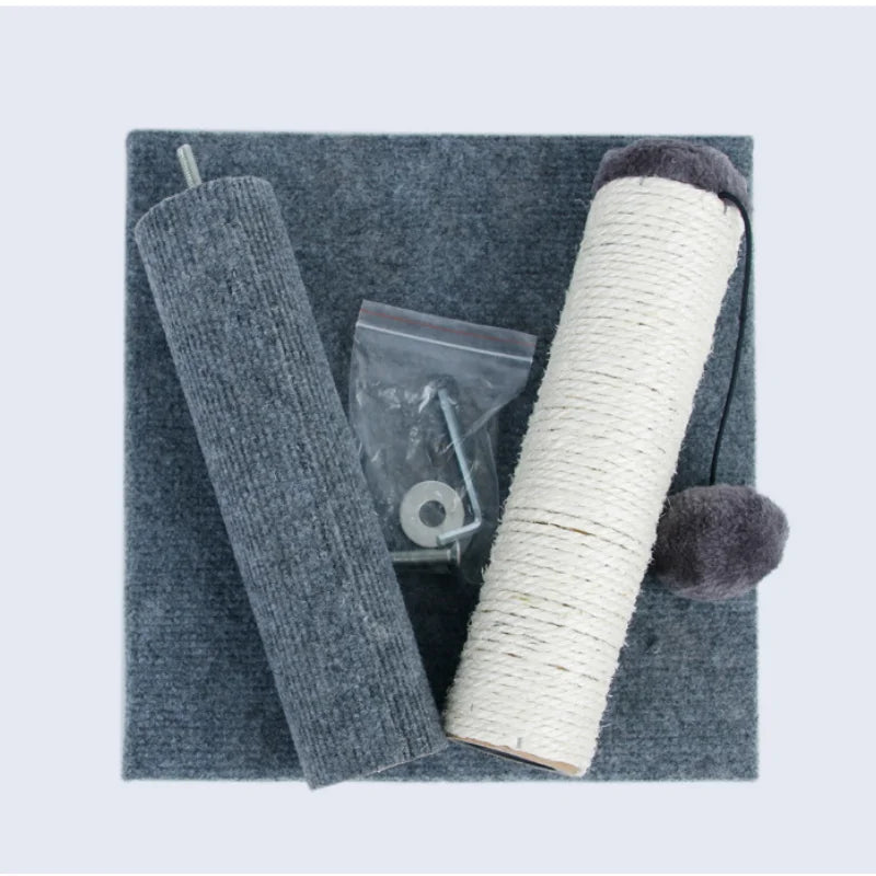 Natural sisal with toy ball cat scratching post - with sisal and velvet base, suitable for adult and kitten gray cat indoor toys