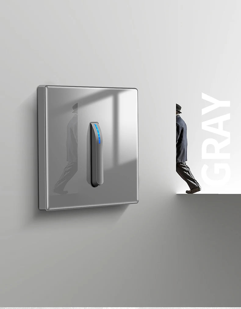 Wall Light Switch Panel Tempered Glass International Switch Self-reset 1/2/3/4 Gang 1/2 Way LED Indicator Piano Key Wall Panel