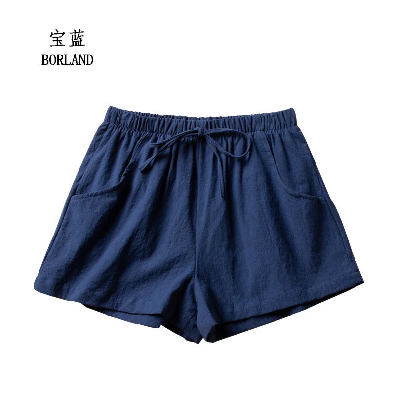 Cotton Linen Shorts Women's Sports Shorts Ladies Summer Solid High Waist Black Shorts Women Fashion Casual Basic Short Pants