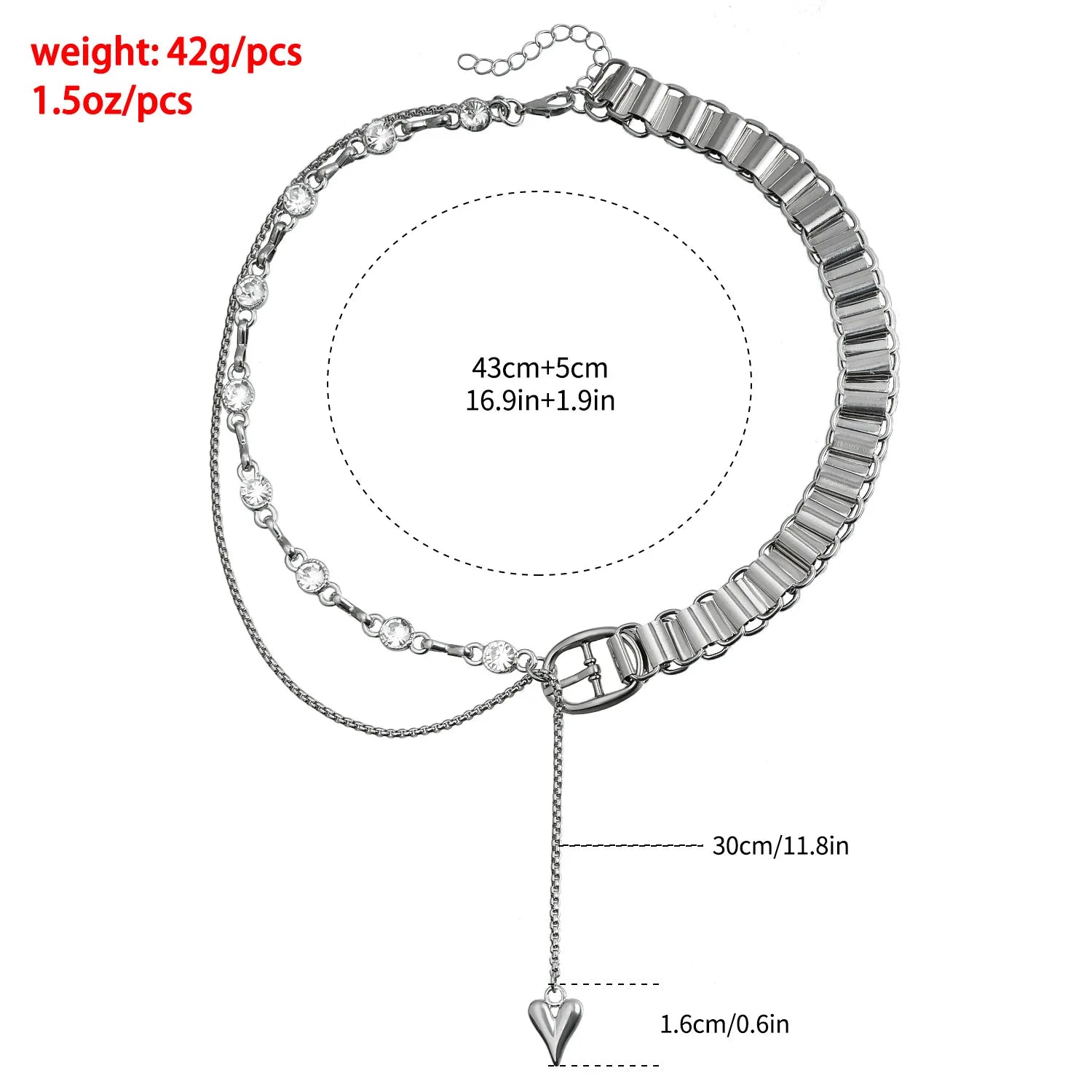 Y2k Choker Heart Necklace Pendant Chain Jewellery Women чокер Glass Layered Neck Collier Femme Cadenas Para Mujer
