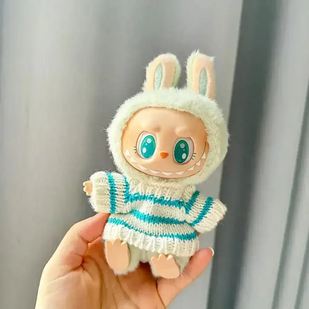 Labubu V1 V2 Party Pink White Striped Sweater Cup Clothing  Idol Cute Doll Clothes Fashion Sweater Outfit Accessories Sitting