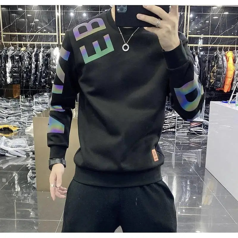 2022 colorful reflective spring and autumn new handsome vests men's casual fashion letter base shirt
