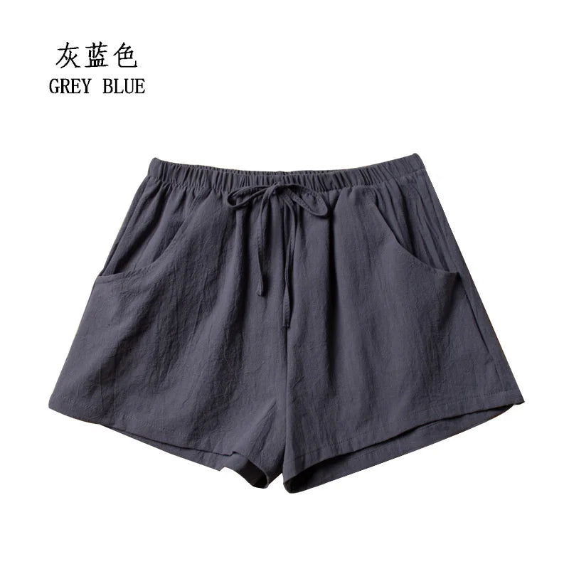 Cotton Linen Shorts Women's Sports Shorts Ladies Summer Solid High Waist Black Shorts Women Fashion Casual Basic Short Pants