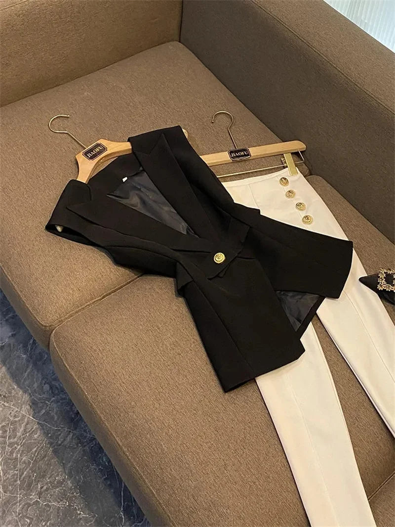 Spring Autumn Women's Suit Vest 2025 New Fashion high-end Lady Sleeveless Vest Versatile Elegant Lady Waistcoat Top